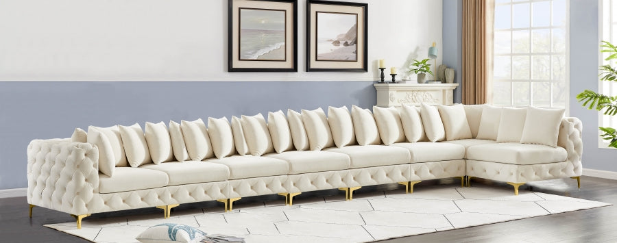 Meridian Furniture - Tremblay 228" Velvet Upholstered 8 Piece Modular Sectional - 686Cream-Sec8B - GreatFurnitureDeal