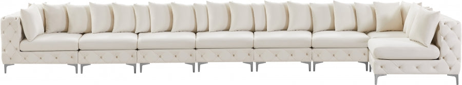 Meridian Furniture - Tremblay 228" Velvet Upholstered 8 Piece Modular Sectional - 686Cream-Sec8B - GreatFurnitureDeal