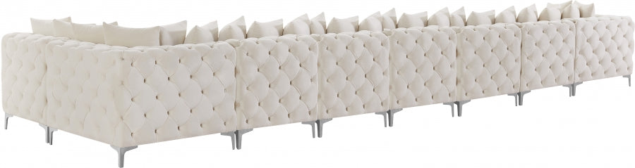 Meridian Furniture - Tremblay 228" Velvet Upholstered 8 Piece Modular Sectional - 686Cream-Sec8B - GreatFurnitureDeal