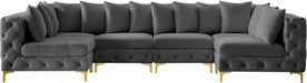 Meridian Furniture - Tremblay 139" Velvet Upholstered 6 Piece Modular Sectional - 686Grey-Sec6B - GreatFurnitureDeal