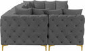 Meridian Furniture - Tremblay 139" Velvet Upholstered 6 Piece Modular Sectional - 686Grey-Sec6B - GreatFurnitureDeal