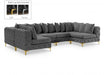 Meridian Furniture - Tremblay 139" Velvet Upholstered 6 Piece Modular Sectional - 686Grey-Sec6B - GreatFurnitureDeal