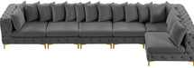 Meridian Furniture - Tremblay 169" Vegan Leather Upholstered 7 Piece Modular Sectional - 686Grey-Sec6C - GreatFurnitureDeal