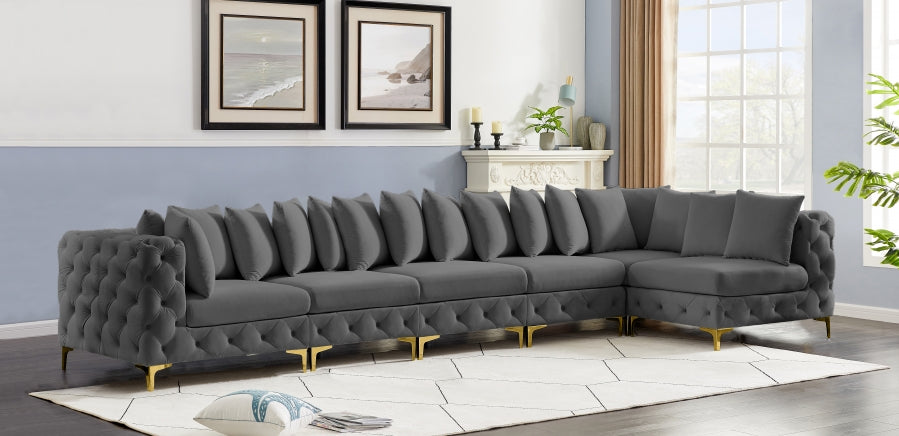 Meridian Furniture - Tremblay 169" Vegan Leather Upholstered 7 Piece Modular Sectional - 686Grey-Sec6C - GreatFurnitureDeal