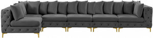 Meridian Furniture - Tremblay 169" Vegan Leather Upholstered 7 Piece Modular Sectional - 686Grey-Sec6C - GreatFurnitureDeal
