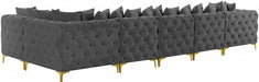 Meridian Furniture - Tremblay 169" Vegan Leather Upholstered 7 Piece Modular Sectional - 686Grey-Sec6C - GreatFurnitureDeal