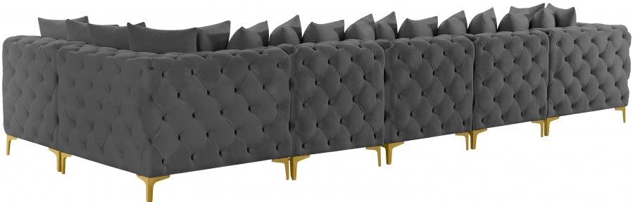 Meridian Furniture - Tremblay 169" Vegan Leather Upholstered 7 Piece Modular Sectional - 686Grey-Sec6C - GreatFurnitureDeal