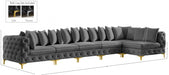 Meridian Furniture - Tremblay 169" Vegan Leather Upholstered 7 Piece Modular Sectional - 686Grey-Sec6C - GreatFurnitureDeal