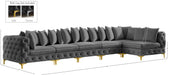 Meridian Furniture - Tremblay 169" Vegan Leather Upholstered 7 Piece Modular Sectional - 686Grey-Sec6C - GreatFurnitureDeal