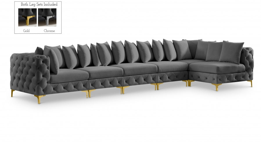 Meridian Furniture - Tremblay 169" Vegan Leather Upholstered 7 Piece Modular Sectional - 686Grey-Sec6C - GreatFurnitureDeal