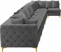 Meridian Furniture - Tremblay 228" Velvet Upholstered 8 Piece Modular Sectional - 686Grey-Sec8B - GreatFurnitureDeal