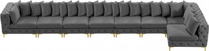 Meridian Furniture - Tremblay 228" Velvet Upholstered 8 Piece Modular Sectional - 686Grey-Sec8B - GreatFurnitureDeal