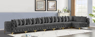 Meridian Furniture - Tremblay 228" Velvet Upholstered 8 Piece Modular Sectional - 686Grey-Sec8B - GreatFurnitureDeal