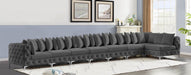 Meridian Furniture - Tremblay 228" Velvet Upholstered 8 Piece Modular Sectional - 686Grey-Sec8B - GreatFurnitureDeal