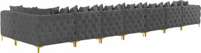 Meridian Furniture - Tremblay 228" Velvet Upholstered 8 Piece Modular Sectional - 686Grey-Sec8B - GreatFurnitureDeal
