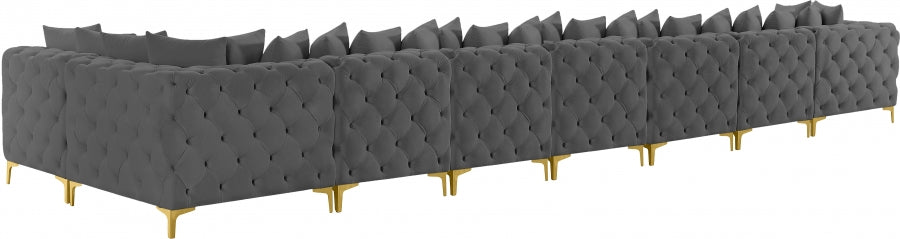Meridian Furniture - Tremblay 228" Velvet Upholstered 8 Piece Modular Sectional - 686Grey-Sec8B - GreatFurnitureDeal