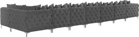 Meridian Furniture - Tremblay 228" Velvet Upholstered 8 Piece Modular Sectional - 686Grey-Sec8B - GreatFurnitureDeal