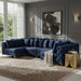Meridian Furniture - Tremblay 139" Velvet Upholstered 6 Piece Modular Sectional - 686Navy-Sec6B - GreatFurnitureDeal