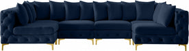 Meridian Furniture - Tremblay 139" Velvet Upholstered 6 Piece Modular Sectional - 686Navy-Sec6B - GreatFurnitureDeal
