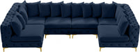 Meridian Furniture - Tremblay 139" Velvet Upholstered 6 Piece Modular Sectional - 686Navy-Sec6B - GreatFurnitureDeal