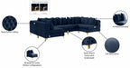Meridian Furniture - Tremblay 139" Velvet Upholstered 6 Piece Modular Sectional - 686Navy-Sec6B - GreatFurnitureDeal