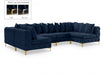 Meridian Furniture - Tremblay 139" Velvet Upholstered 6 Piece Modular Sectional - 686Navy-Sec6B - GreatFurnitureDeal