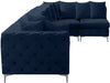 Meridian Furniture - Tremblay 169" Vegan Leather Upholstered 7 Piece Modular Sectional - 686Navy-Sec6C - GreatFurnitureDeal