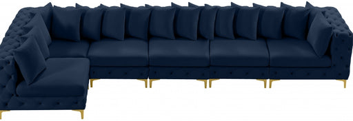 Meridian Furniture - Tremblay 169" Vegan Leather Upholstered 7 Piece Modular Sectional - 686Navy-Sec6C - GreatFurnitureDeal
