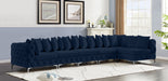 Meridian Furniture - Tremblay 169" Vegan Leather Upholstered 7 Piece Modular Sectional - 686Navy-Sec6C - GreatFurnitureDeal