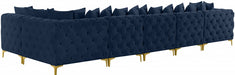 Meridian Furniture - Tremblay 169" Vegan Leather Upholstered 7 Piece Modular Sectional - 686Navy-Sec6C - GreatFurnitureDeal
