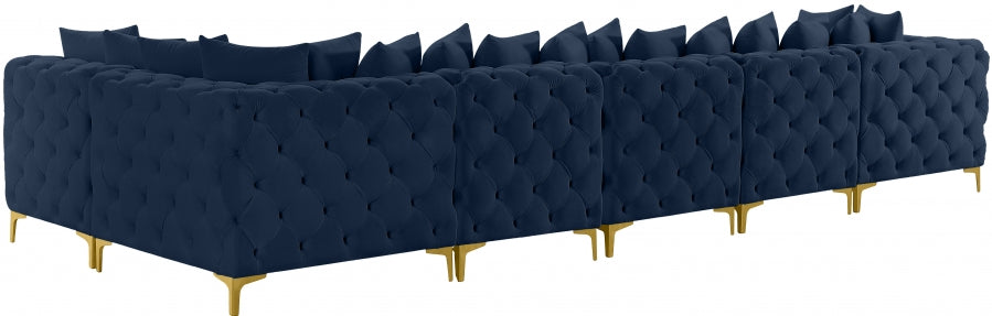 Meridian Furniture - Tremblay 169" Vegan Leather Upholstered 7 Piece Modular Sectional - 686Navy-Sec6C - GreatFurnitureDeal