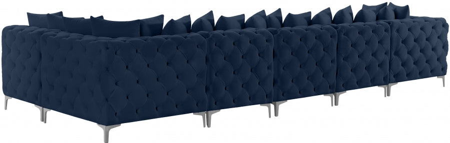 Meridian Furniture - Tremblay 169" Vegan Leather Upholstered 7 Piece Modular Sectional - 686Navy-Sec6C - GreatFurnitureDeal