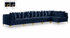Meridian Furniture - Tremblay 169" Vegan Leather Upholstered 7 Piece Modular Sectional - 686Navy-Sec6C - GreatFurnitureDeal
