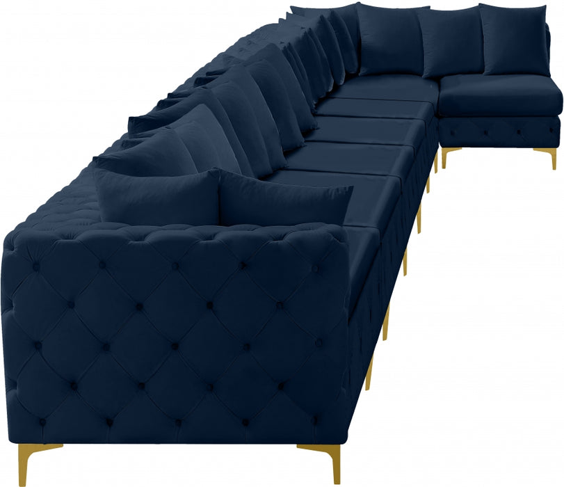 Meridian Furniture - Tremblay 228" Velvet Upholstered 8 Piece Modular Sectional - 686Navy-Sec8B - GreatFurnitureDeal