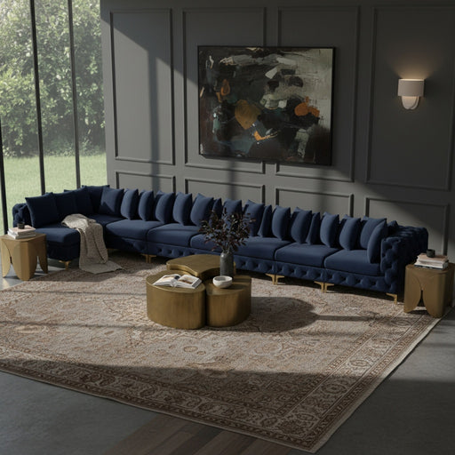 Meridian Furniture - Tremblay 228" Velvet Upholstered 8 Piece Modular Sectional - 686Navy-Sec8B - GreatFurnitureDeal
