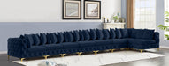 Meridian Furniture - Tremblay 228" Velvet Upholstered 8 Piece Modular Sectional - 686Navy-Sec8B - GreatFurnitureDeal