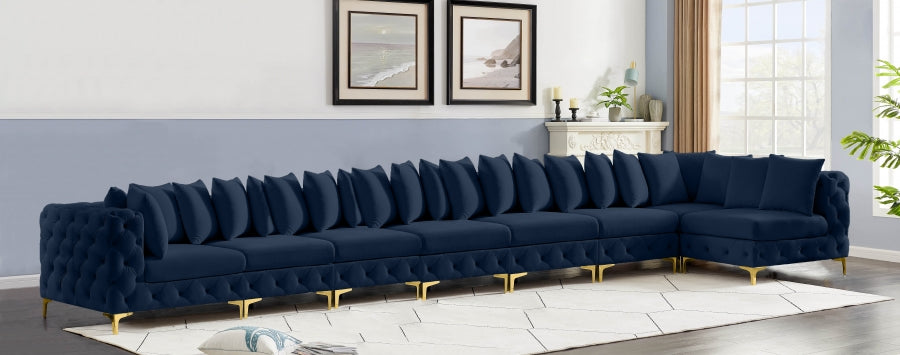 Meridian Furniture - Tremblay 228" Velvet Upholstered 8 Piece Modular Sectional - 686Navy-Sec8B - GreatFurnitureDeal