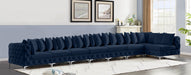 Meridian Furniture - Tremblay 228" Velvet Upholstered 8 Piece Modular Sectional - 686Navy-Sec8B - GreatFurnitureDeal