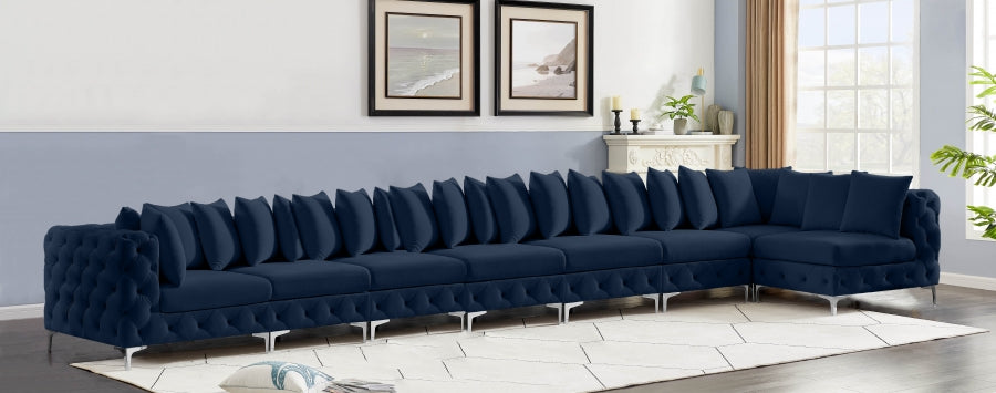 Meridian Furniture - Tremblay 228" Velvet Upholstered 8 Piece Modular Sectional - 686Navy-Sec8B - GreatFurnitureDeal