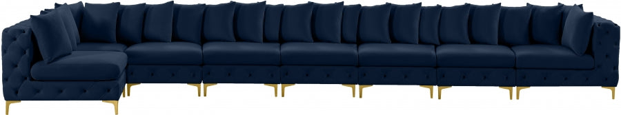 Meridian Furniture - Tremblay 228" Velvet Upholstered 8 Piece Modular Sectional - 686Navy-Sec8B - GreatFurnitureDeal