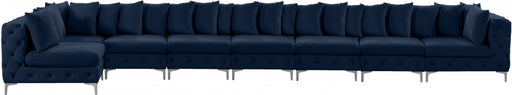 Meridian Furniture - Tremblay 228" Velvet Upholstered 8 Piece Modular Sectional - 686Navy-Sec8B - GreatFurnitureDeal
