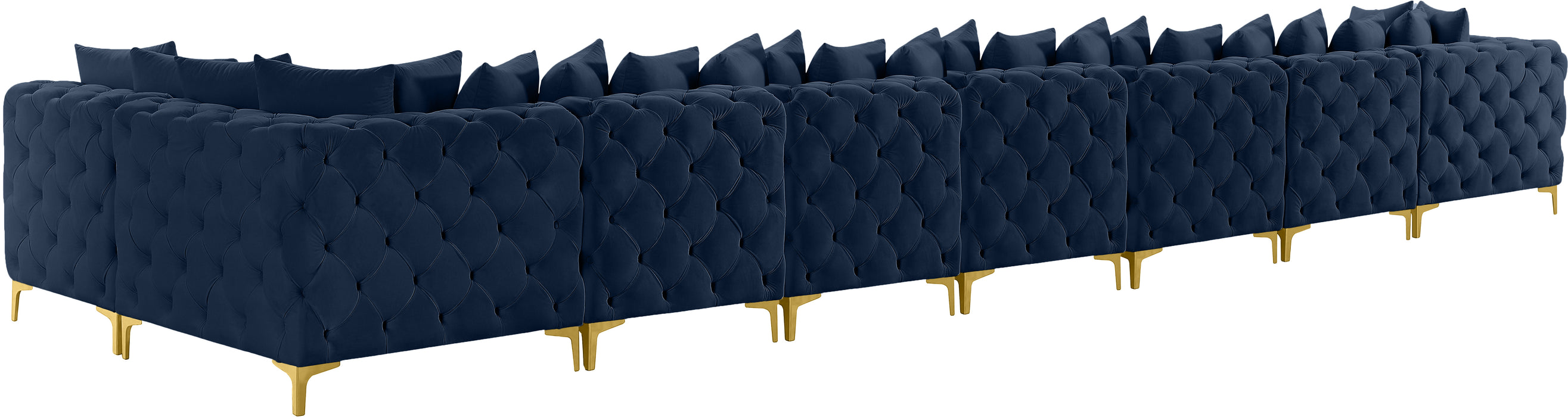 Meridian Furniture - Tremblay 228" Velvet Upholstered 8 Piece Modular Sectional - 686Navy-Sec8B - GreatFurnitureDeal