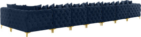 Meridian Furniture - Tremblay 228" Velvet Upholstered 8 Piece Modular Sectional - 686Navy-Sec8B - GreatFurnitureDeal