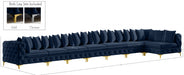 Meridian Furniture - Tremblay 228" Velvet Upholstered 8 Piece Modular Sectional - 686Navy-Sec8B - GreatFurnitureDeal
