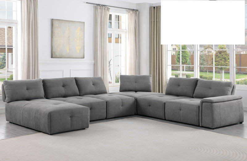 Mariano Furniture - 1966 - 7 Piece Sectional Sofa Set in Grey - BM-1966G7 - GreatFurnitureDeal