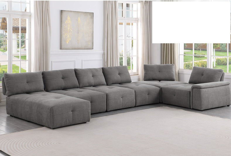 Mariano Furniture - 1966 - 7 Piece Sectional Sofa Set in Grey - BM-1966G7 - GreatFurnitureDeal