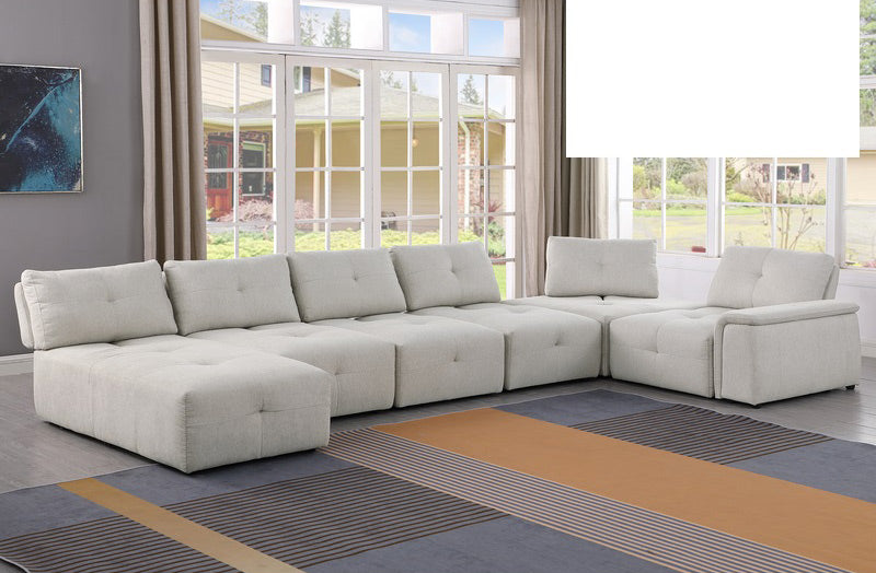 Mariano Furniture - 1966 - 7 Piece Sectional Sofa Set in Beige - BM-1966BE7 - GreatFurnitureDeal