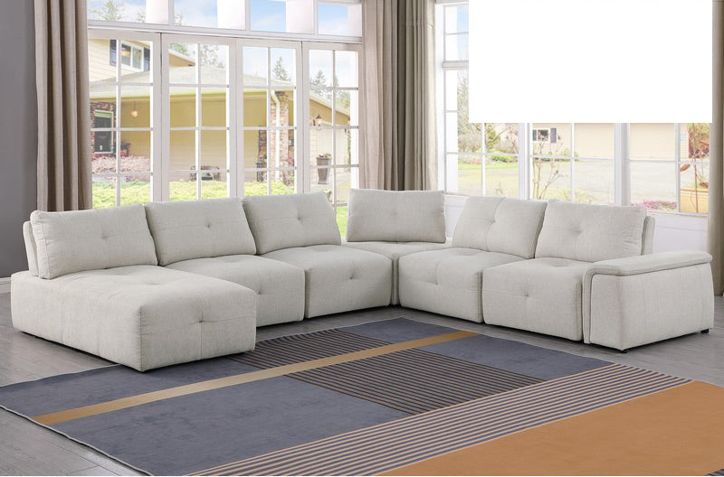 Mariano Furniture - 1966 - 7 Piece Sectional Sofa Set in Beige - BM-1966BE7 - GreatFurnitureDeal