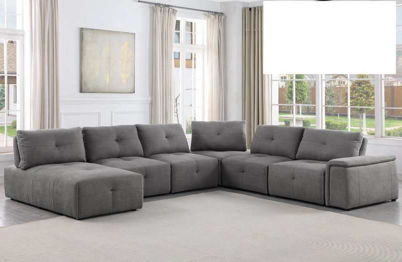 Mariano Furniture - 1966 - 7 Piece Sectional Sofa Set in Grey - BM-1966G7 - GreatFurnitureDeal