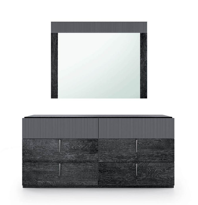 ESF Furniture - Onyx Double Dresser with Mirror in Metallic Matte - ONYXDD-MIRROR
